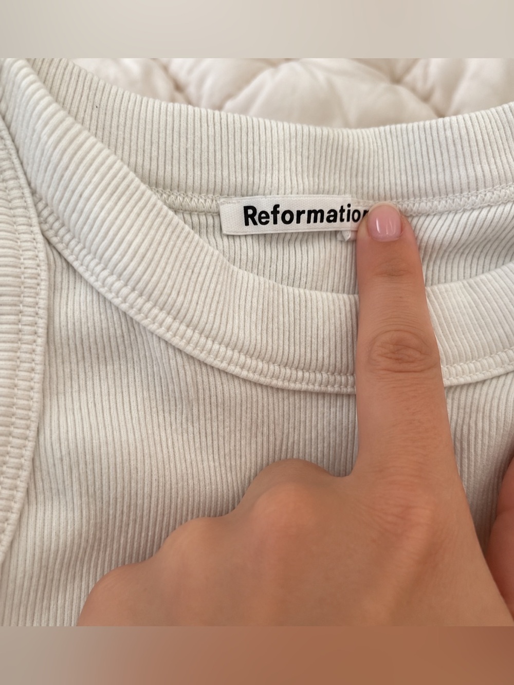Reformation Cream Ribbed Racerback Tank - Picture 3 of 3